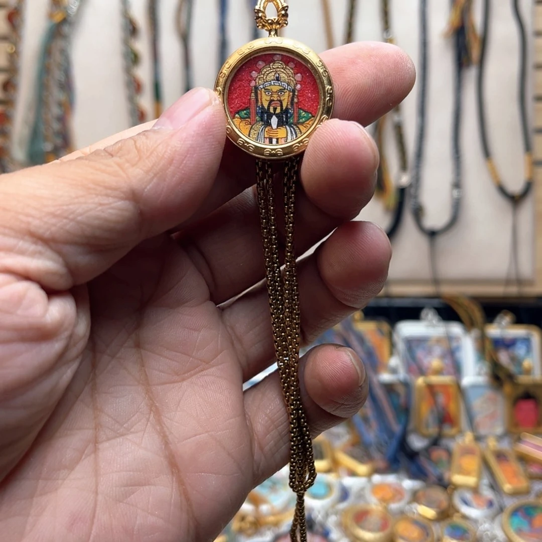 吊坠纯手绘五爷唐卡