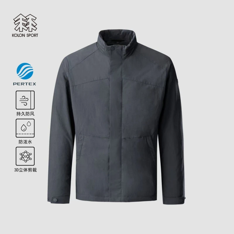 可隆/KOLON SPORT PERTEX防风防泼水商务连帽可拆卸立领夹克外套