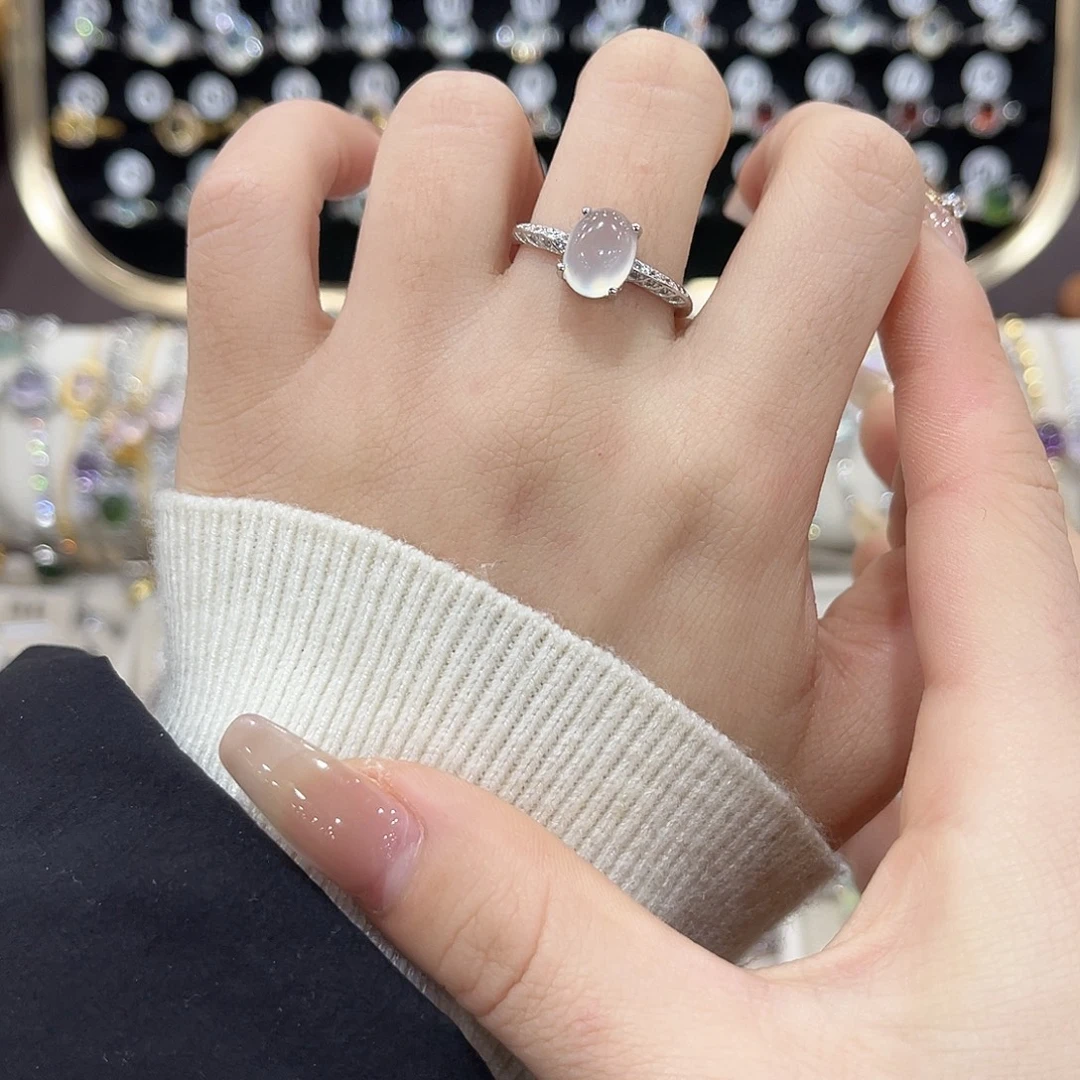 蛇纹石玉银S925镶嵌戒指