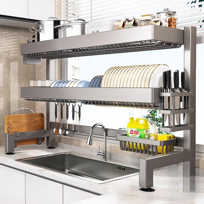 不锈钢厨房水槽置物架碗盘收纳架多功能碗架水池上放碗碟架沥水架