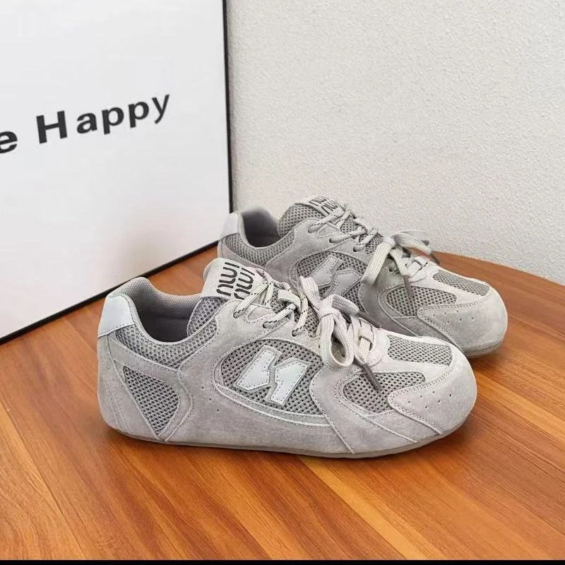 双色鞋带百搭网面透气德训鞋2025夏新款法式复古5J8-37-153