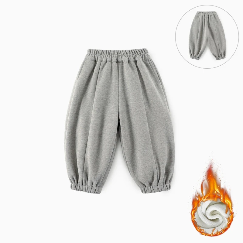 现货 博瑞妈【加绒】儿童卫裤冬季新款男童拼接束脚保暖裤子CK396