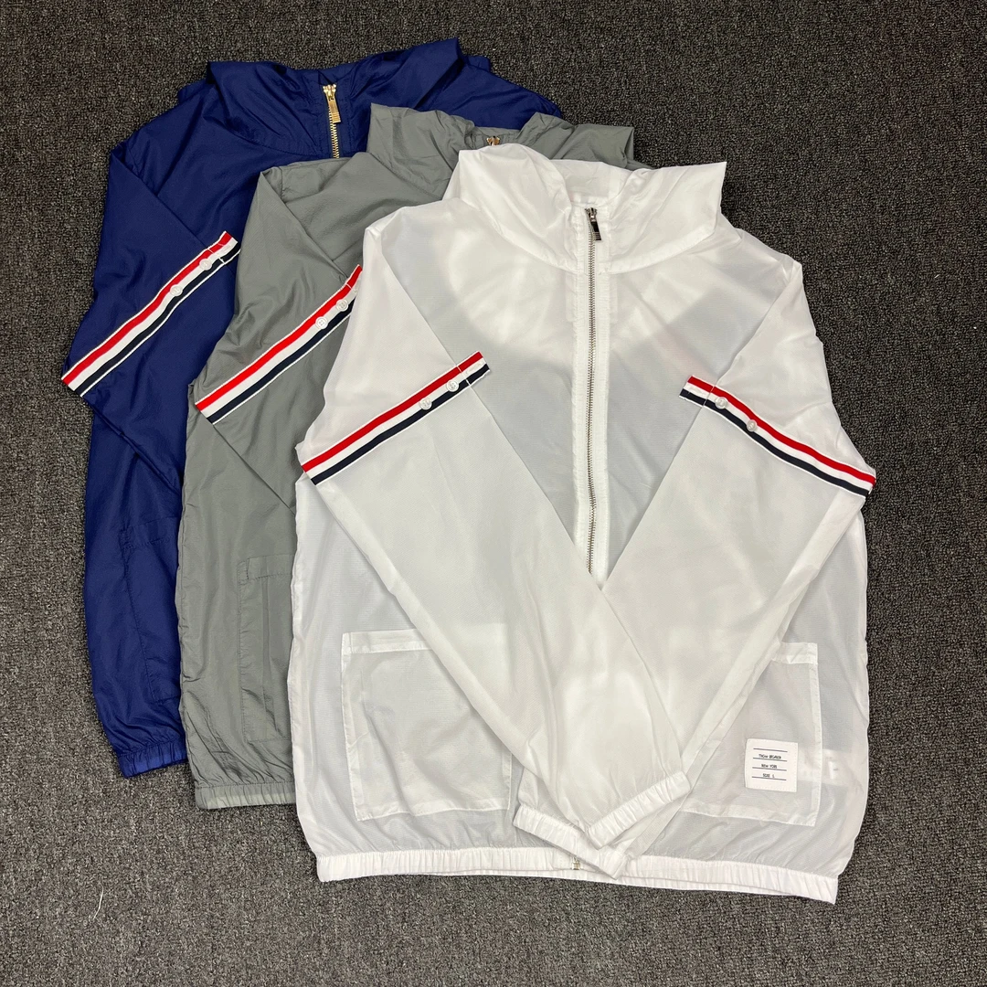 潮牌TB防晒衣防紫外线夏季薄款轻薄透气宽松男女情侣装连帽防晒服