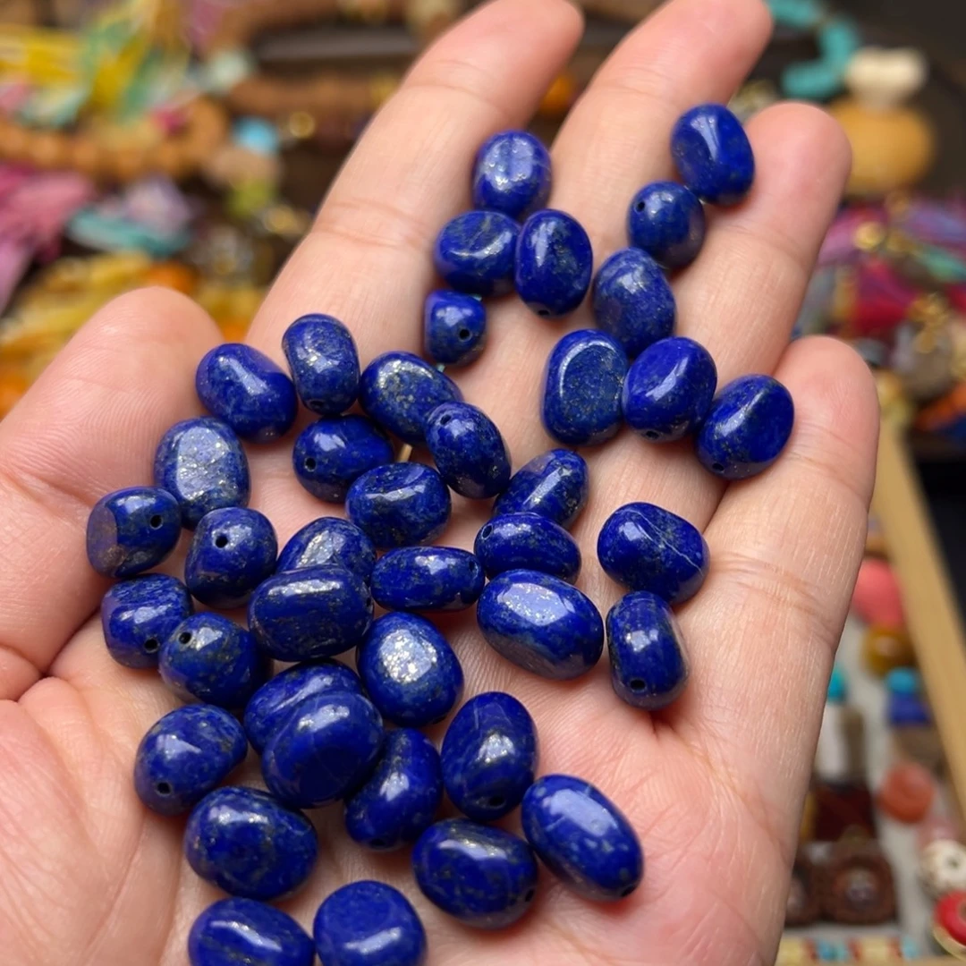 青金石未镶嵌随型桶珠发一颗