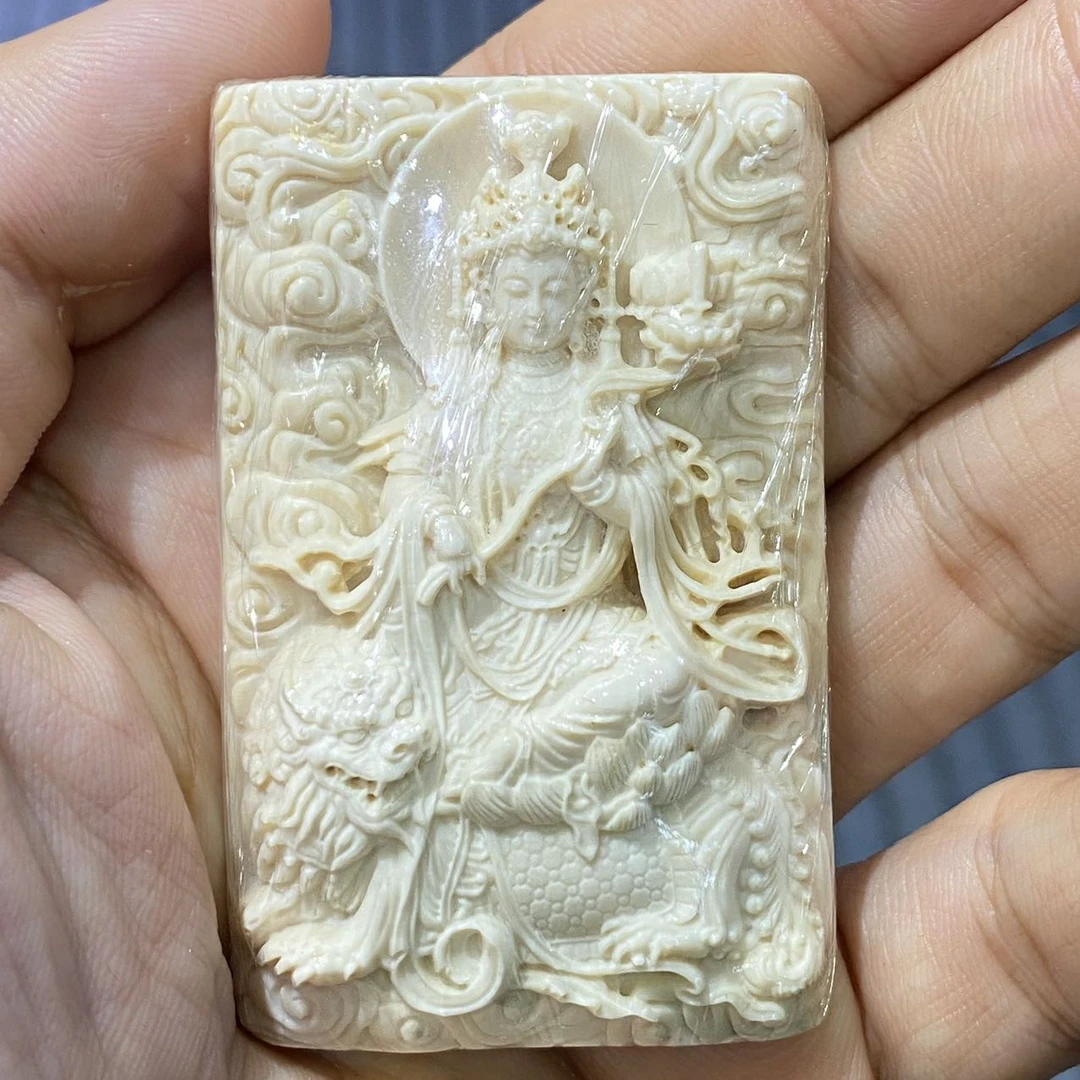 【佳哥严选】J93802-猛犸祥云文殊精工雕刻吊坠-60*38mm