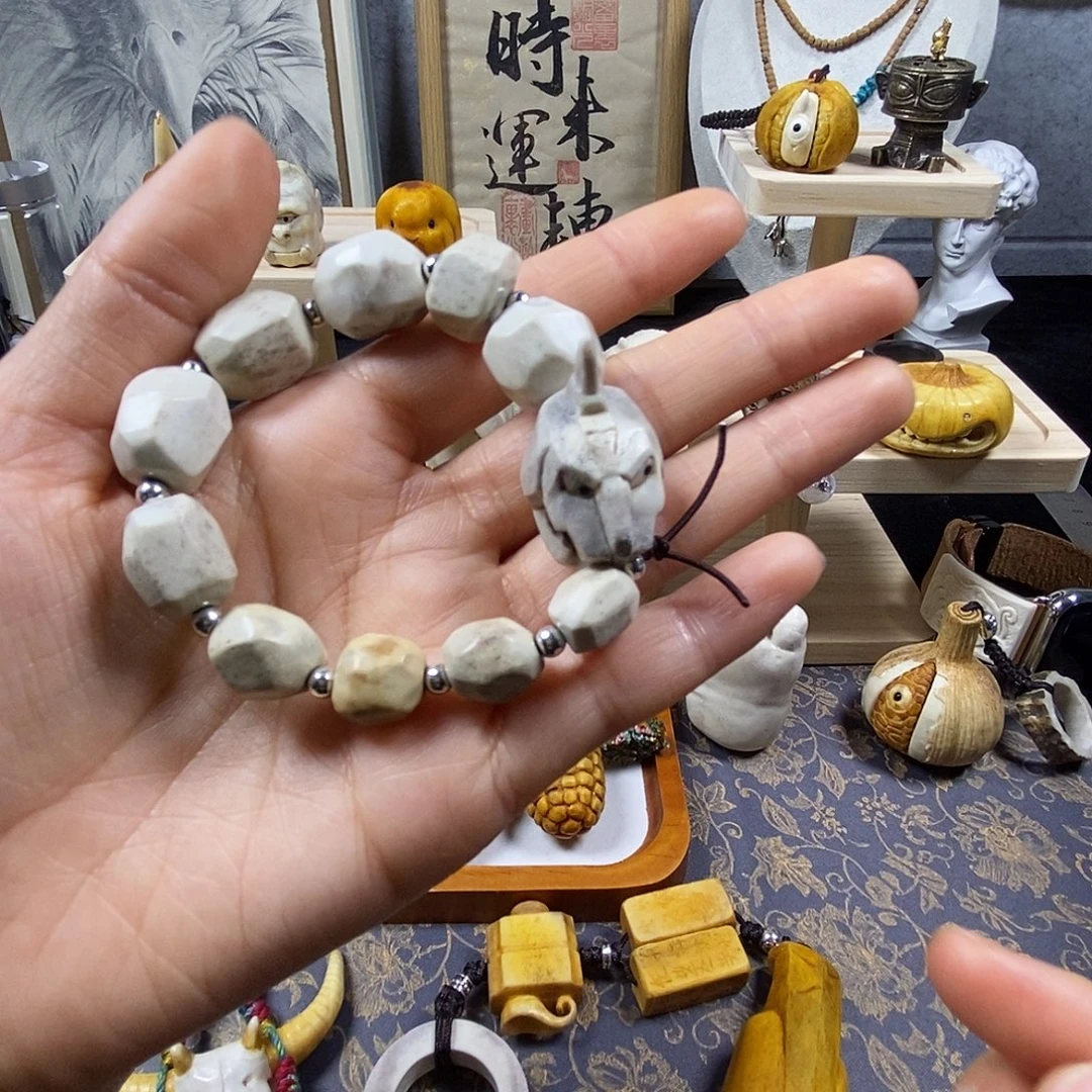 把件鹿骨鹿角大岩蛇手串配饰