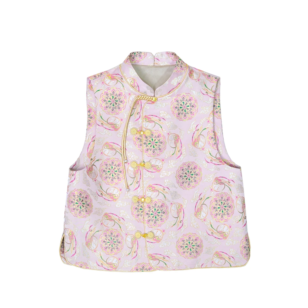 【如意】100桑蚕丝老宋锦马甲 国风立领马甲· 23M0089