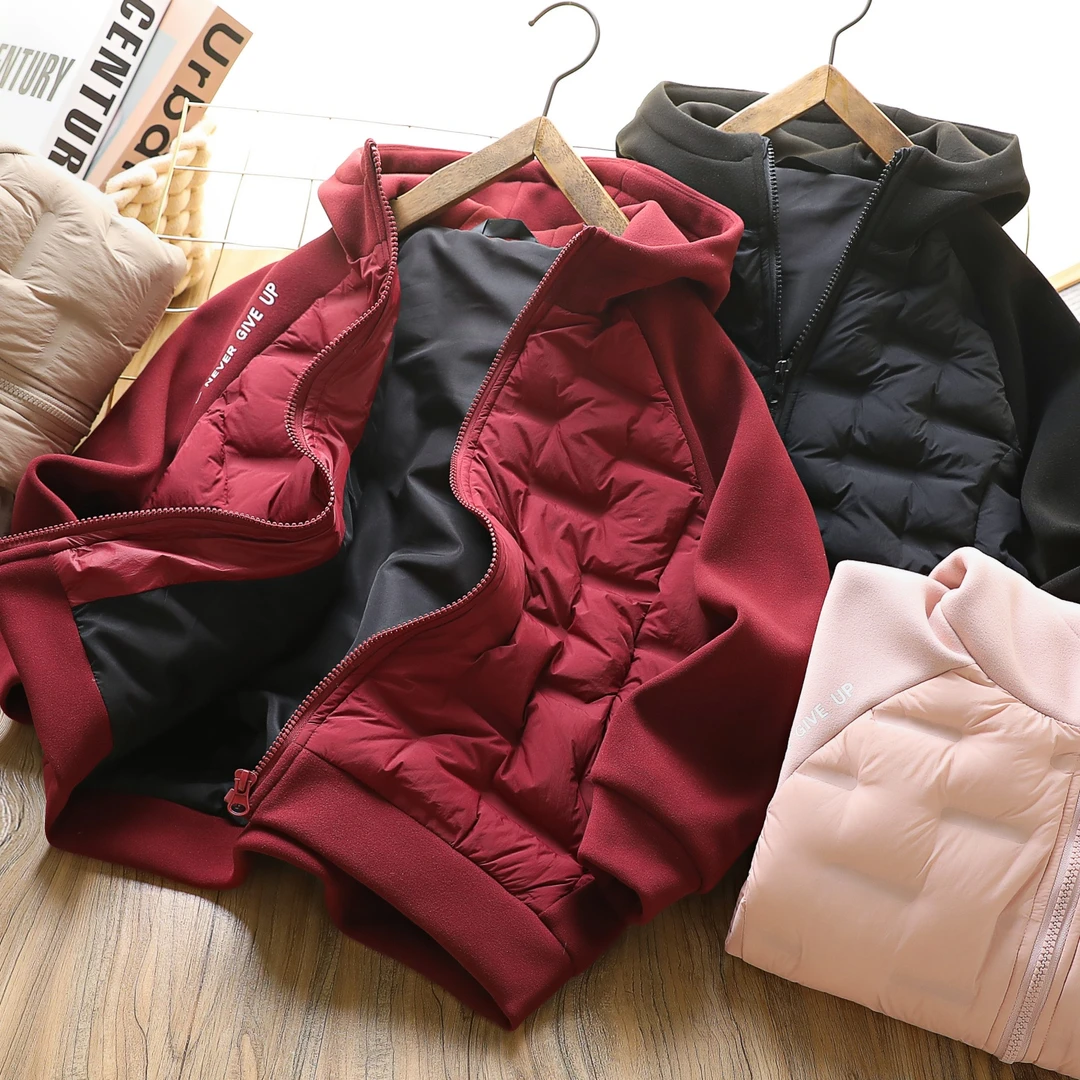 男童轻薄羽绒服2025冬季儿童拼接羽绒连帽外套中大童90绒拉链上衣