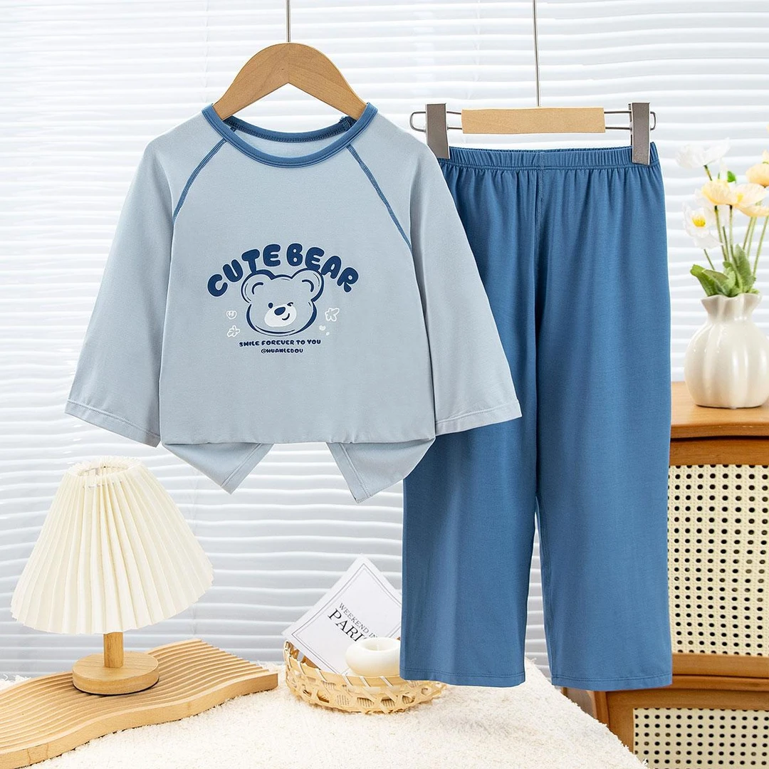 儿童莫代尔男女童睡衣2025新款春夏季薄款中大童空调家居服套装
