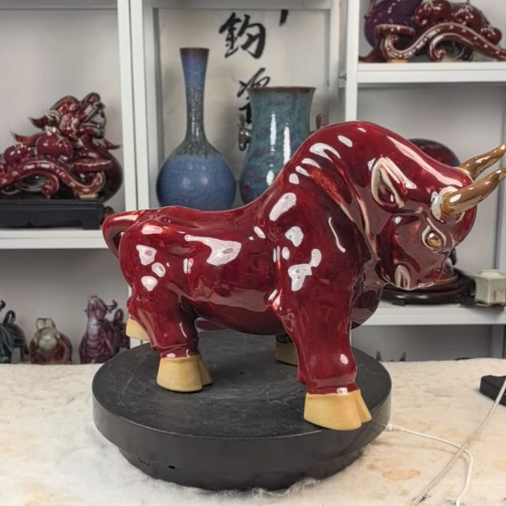 摆件钧瓷摆件神後鎮鈞瓷