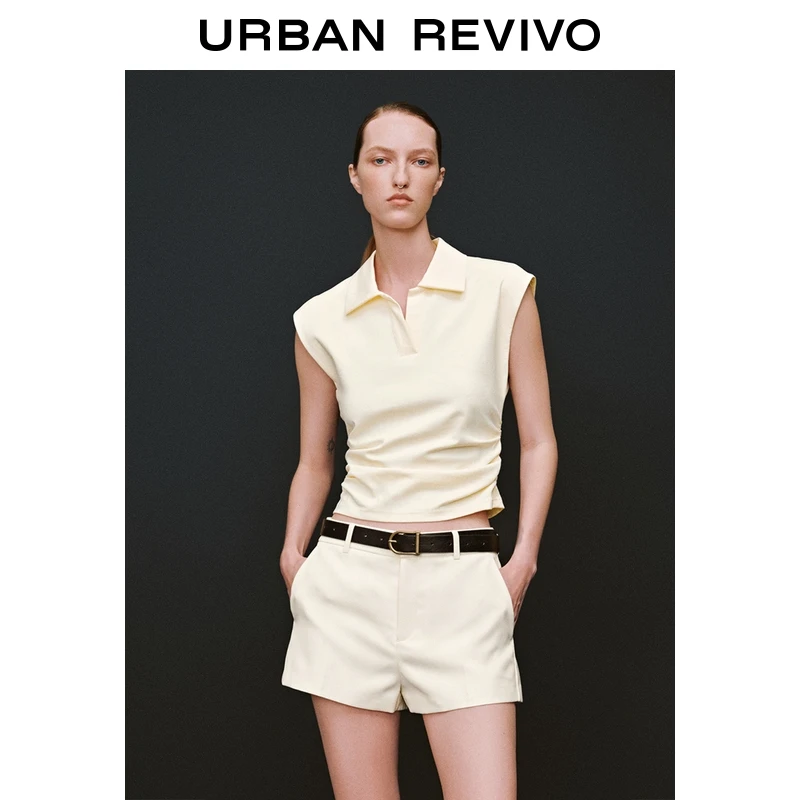 UR2025夏季新款女装时尚设计感休闲褶皱收腰无袖T恤UWG450112