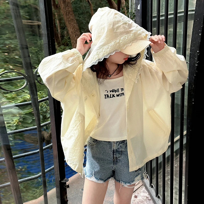 女童夏季防晒衣2025新款洋气大童轻薄透气外套儿童薄款半身防晒服