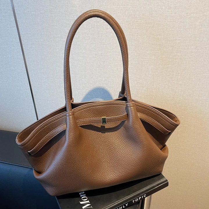 大容量包包女春夏2025新款复古小众设计单肩腋下包褶皱通勤托特包