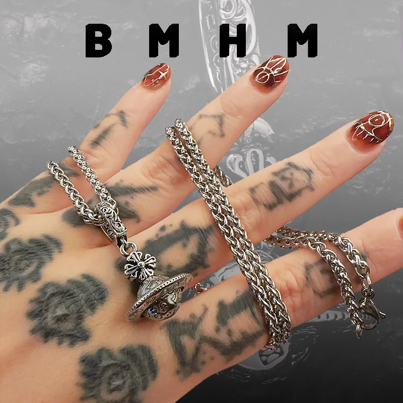 BMHM 铜合金吊坠 十字涂鸦星球吊坠小众设计时尚个性新潮酷高级感