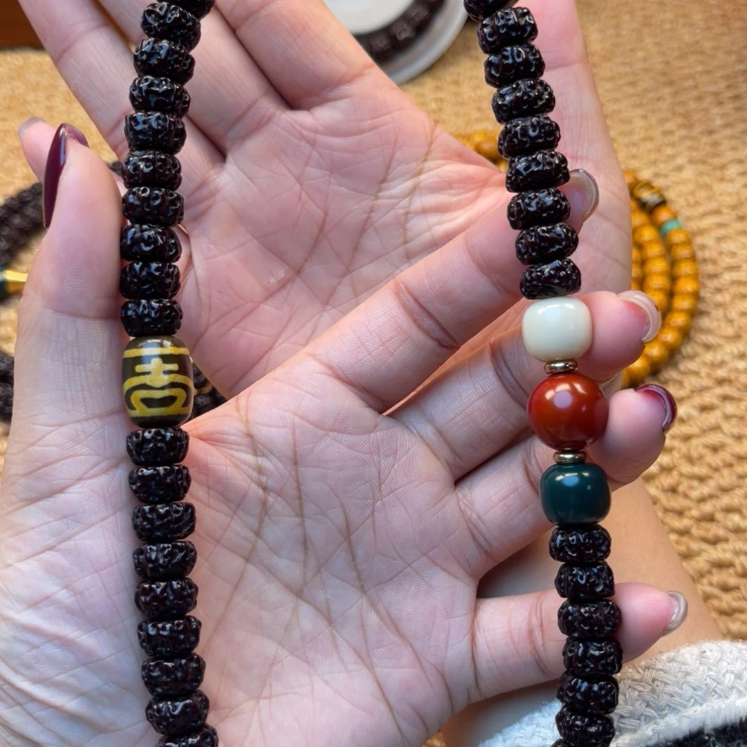 金刚菩提吊坠藏式直切一代龙黑金