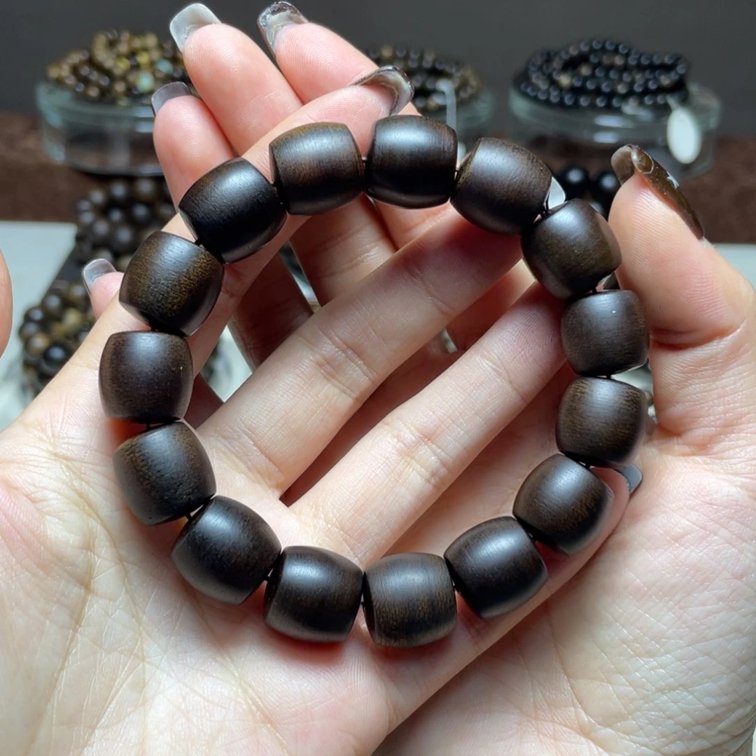 沉香手串正*越南芽庄白奇楠玉化老料1.4桶珠