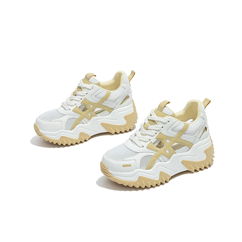 夏季透气网面老爹鞋时尚休闲鞋增高7cm旅游鞋女款小个子厚底女鞋