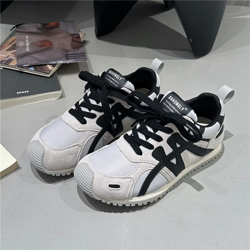 栢香妮BAHONGLY爆款德训鞋女2025秋季新款防滑复古百搭阿甘运动鞋