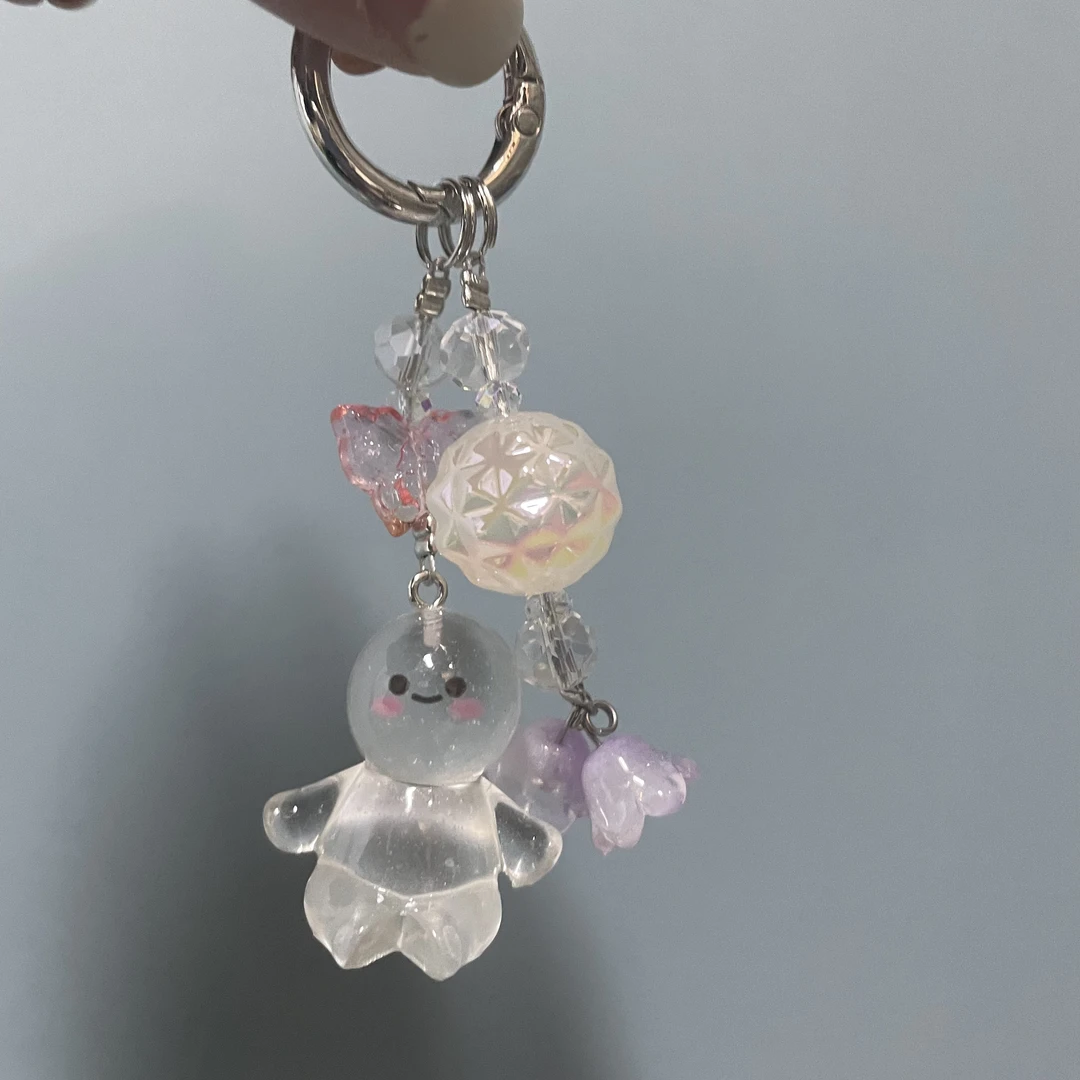 白色夜光小人手机坠D741