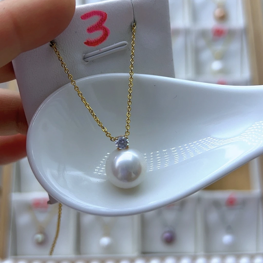 吊坠(不含链)淡水珍珠18K金镶嵌