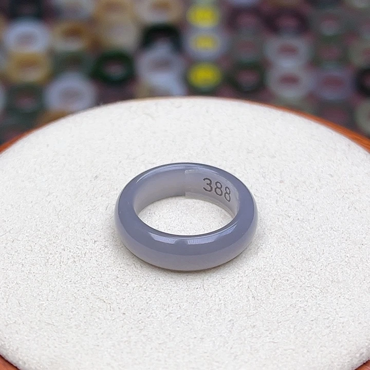 和田玉戒指未镶嵌16.3内径12圈烟紫