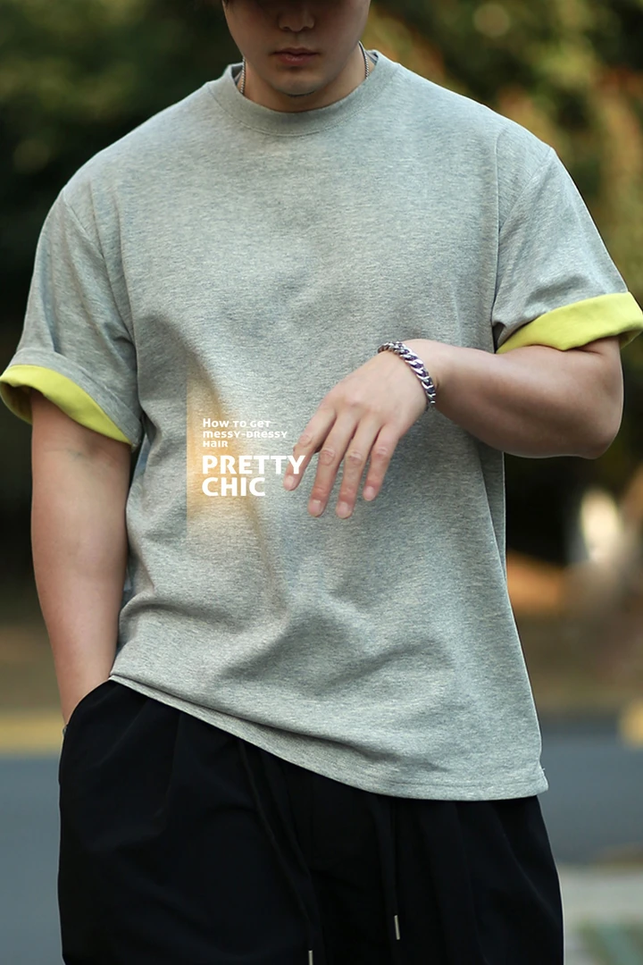 潮流正版双色双面特种工艺撞色轻奢短袖（非两面穿）