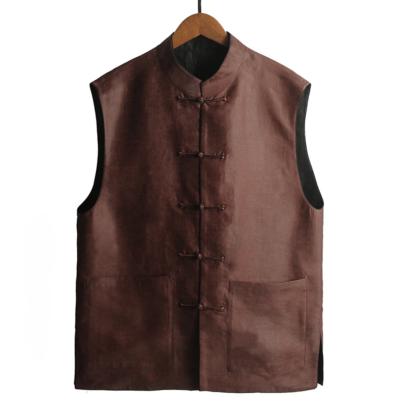 23C559【男款】桑蚕丝龟裂纹红云纱马甲背心双面穿