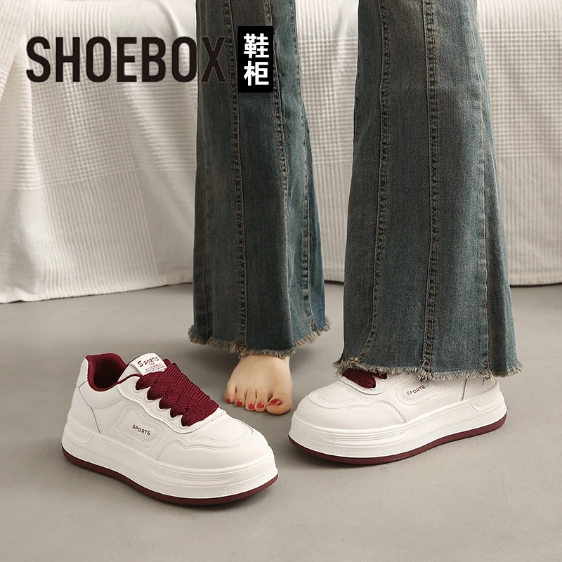SHOEBOX鞋柜厚底小白鞋女2025春季新款增高百搭轻便运动板鞋子