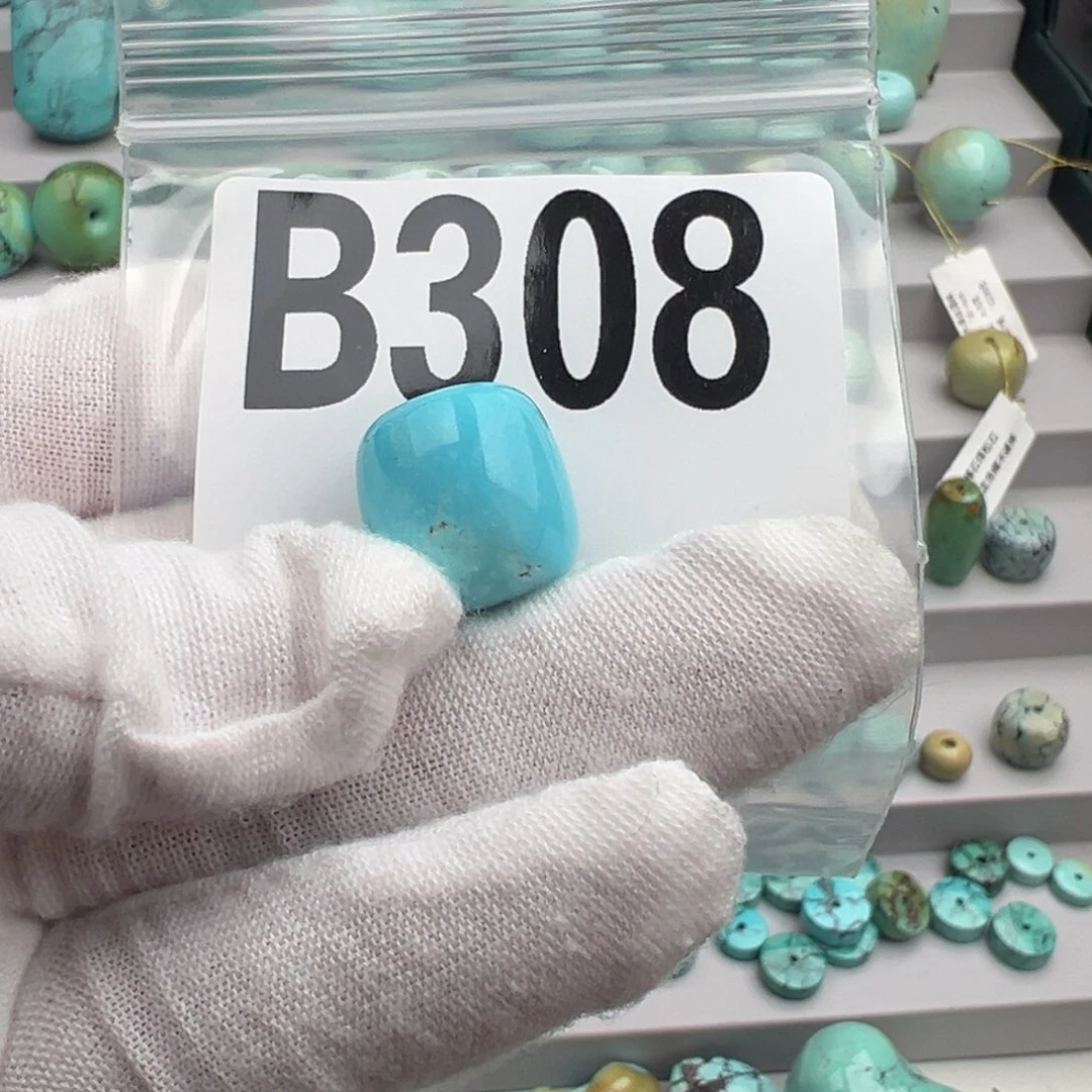 绿松石未镶嵌卡15高瓷蓝桶珠