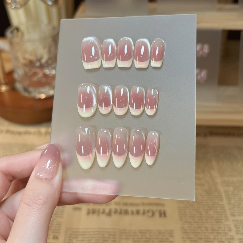 【小蛋糕专属】淡粉色腮红猫眼气质显白美甲纯手工穿戴甲