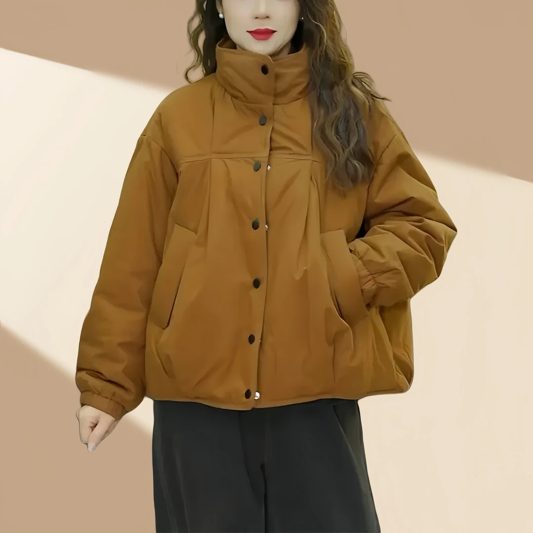 时尚休闲棉衣外套女2024年冬季新款宽松显瘦加厚保暖百搭短款棉服