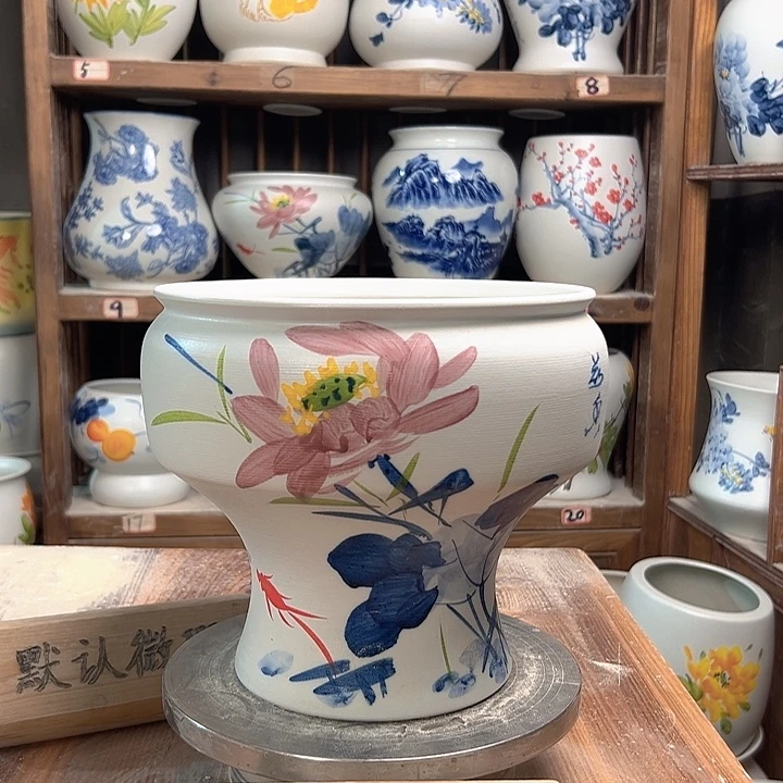 陶口22青花荷花陶瓷