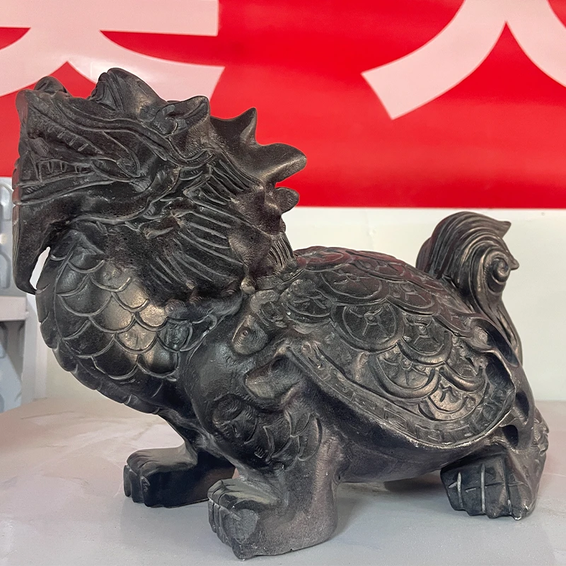 青石金钱龟摆件天然石头雕刻霸下石雕金钱龟石材八卦龙龟工艺品