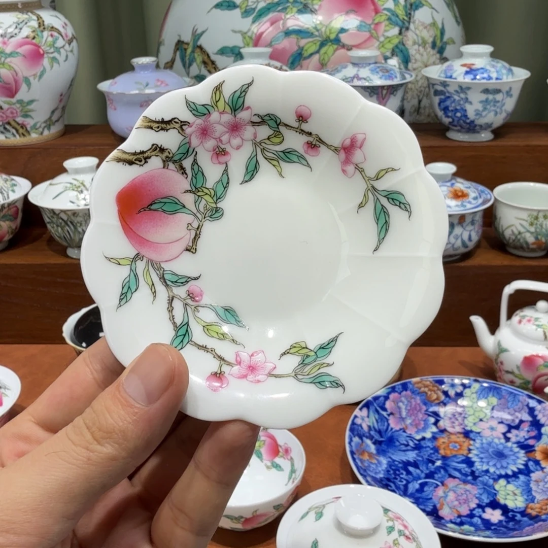 釉上粉彩一桃杯托