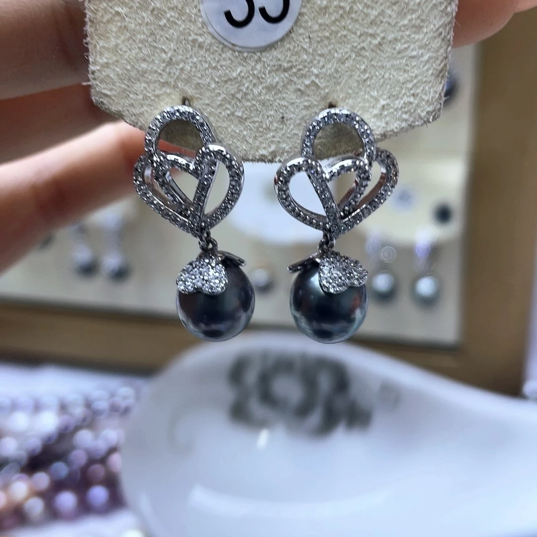 海水珍珠耳饰银S925镶嵌