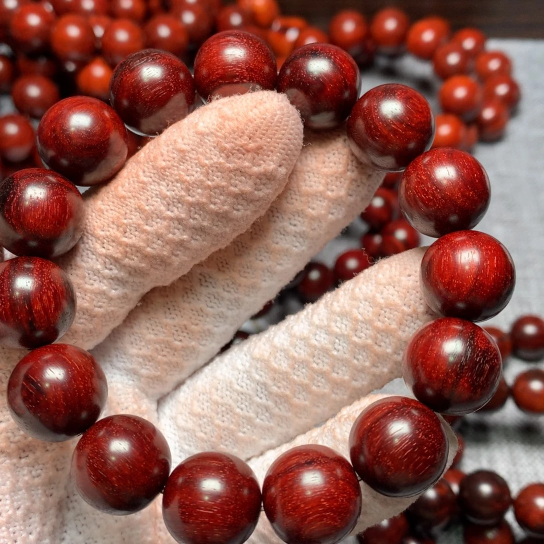 小叶紫檀手串/手链1.5*15颗 琴料鳞底火焰纹无胶无蜡