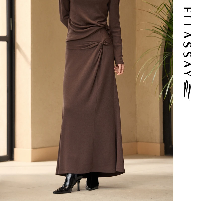 ELLASSAY歌力思2025秋季新款扭结设计针织半身裙女EWB363Q01200