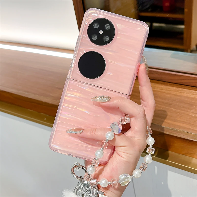 适用华为pocket2手机壳相框拉丝贝壳纹pockets折叠屏女款保护套