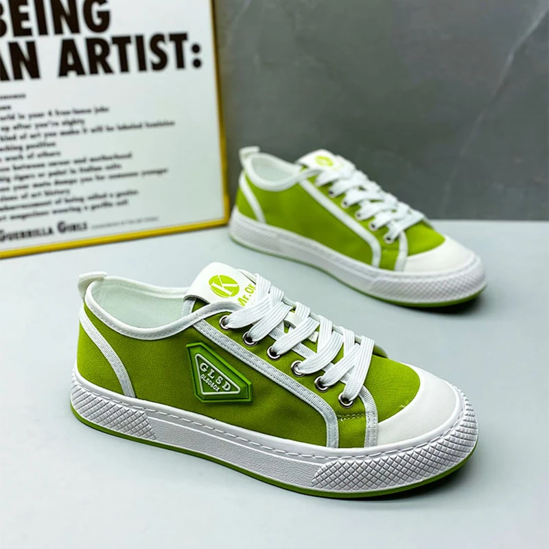 布面男鞋新款平底休闲系带低帮时尚休闲鞋韩版鞋子圆头学生舒适