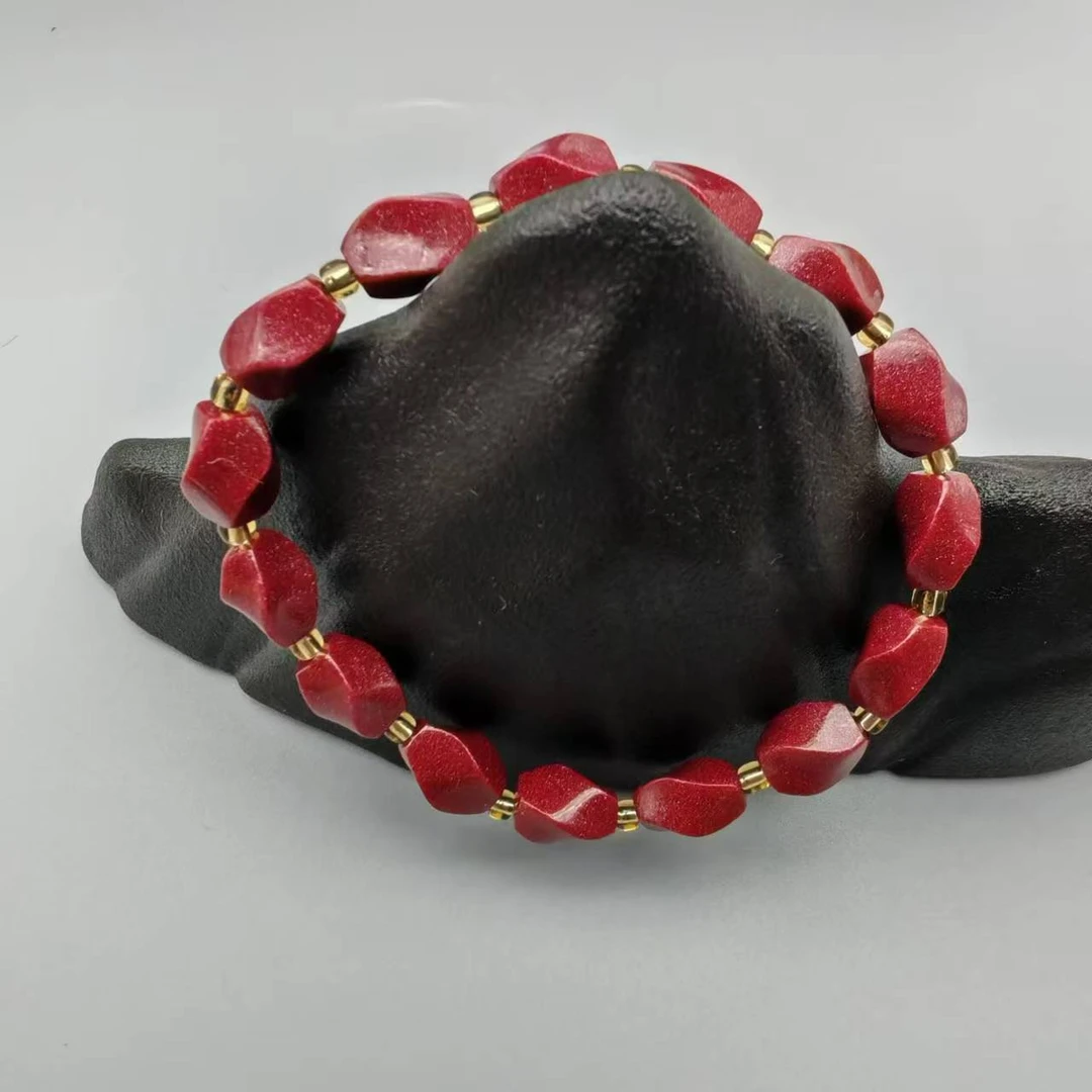 含辰砂工艺品新国潮046-经典紫金菱形带隔金珠精美手串