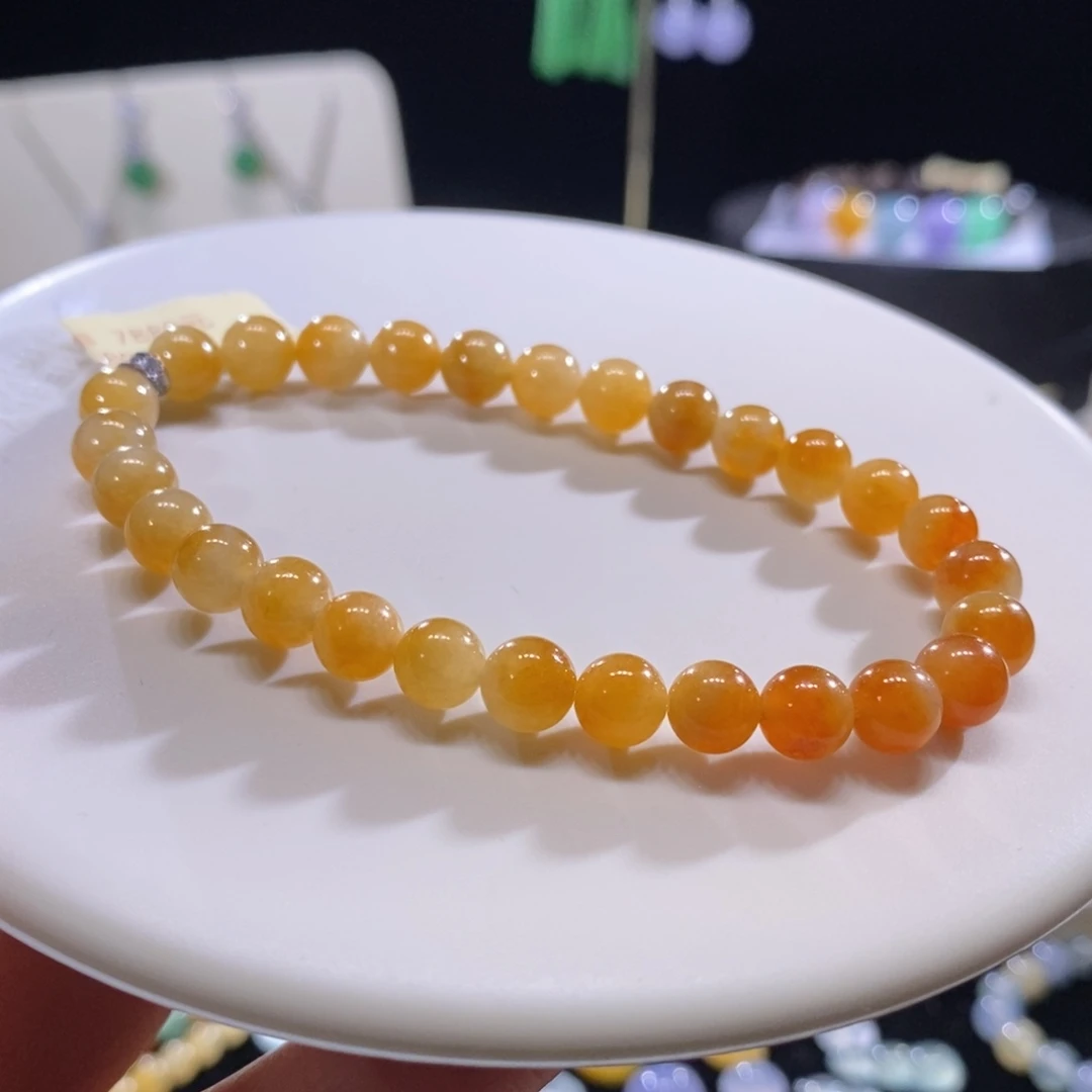 翡翠未镶嵌颈饰翡翠渐变橙黄色系手串