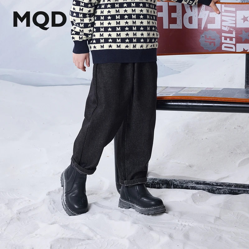 MQD童装儿童25冬季新品学院风潮酷休闲穿搭牛仔裤9644W1404