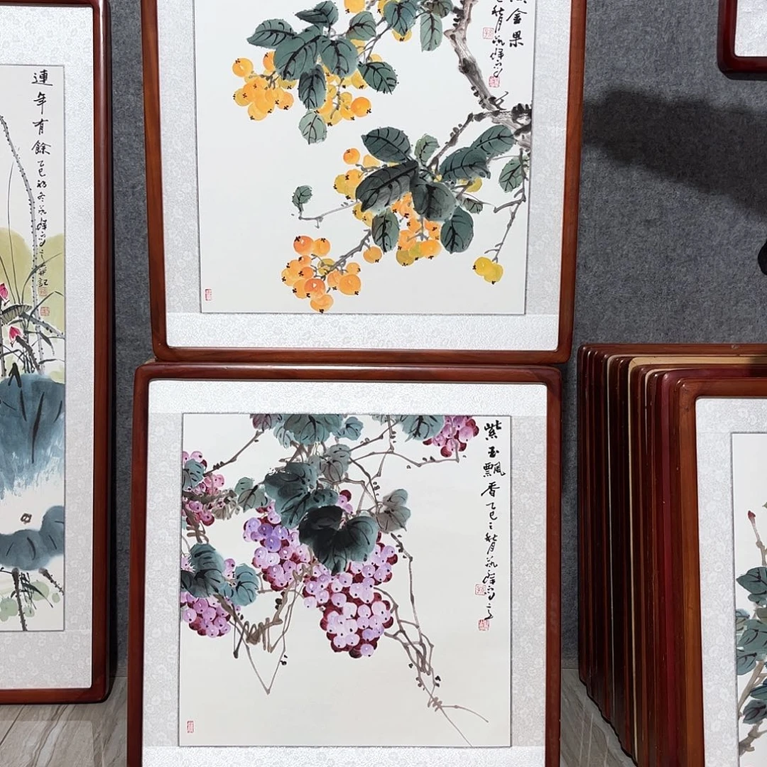 国画书画作品带框63×63