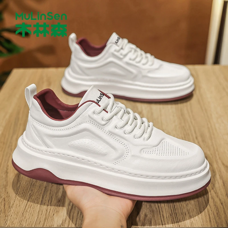 木林森男鞋2025春夏厚底百搭透气男士网面鞋轻便薄款休闲运动板鞋