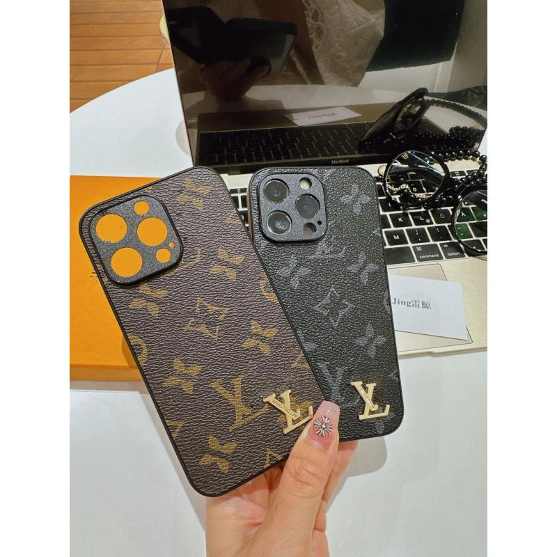 经典老花皮质适用苹果15promax手机壳14pro防摔iPhone13欧美12潮