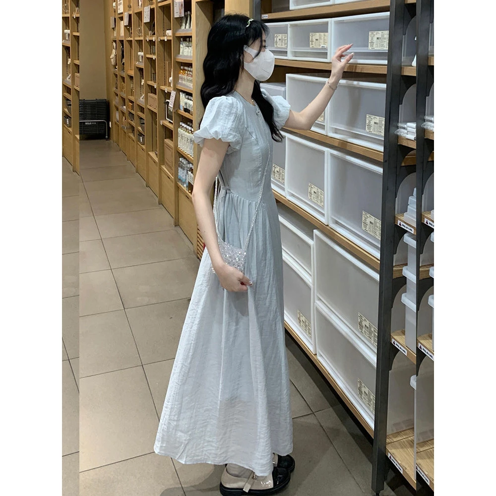 新中式国风中长款连衣裙夏季女夏级感复古气质收腰仙女风初恋长裙