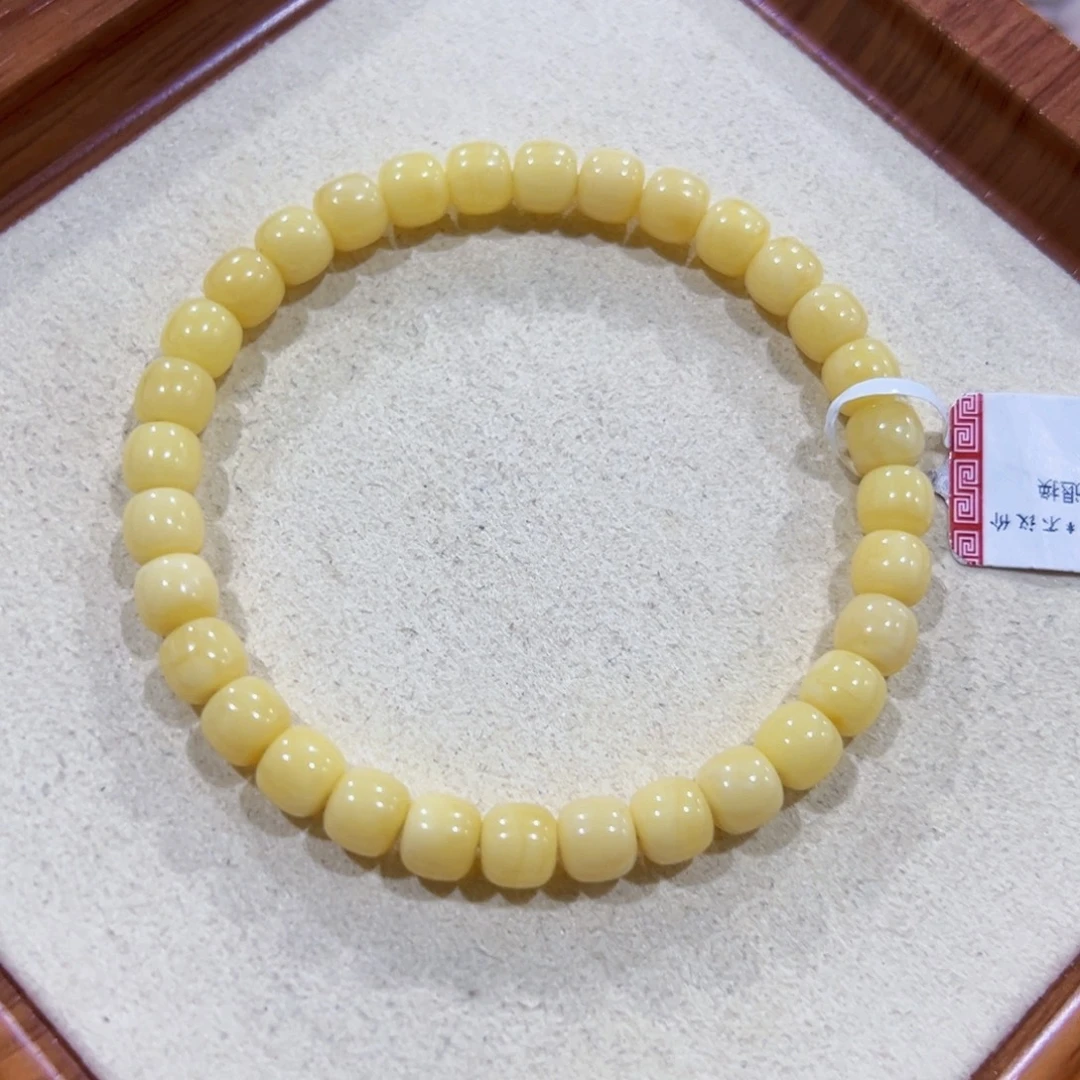 未镶嵌蜜蜡手链6.5m奶黄顺色手串