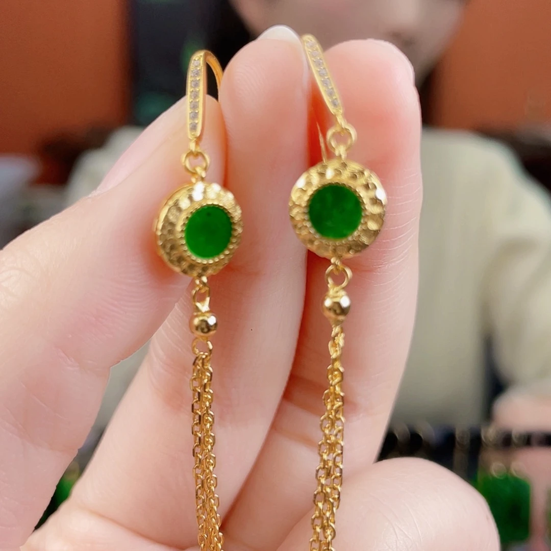 翡翠银S925镶嵌耳饰