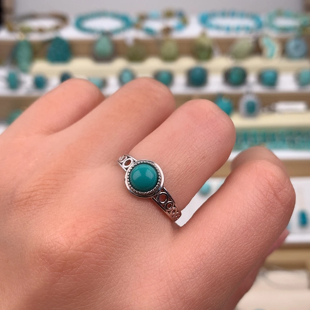 绿松石银S925镶嵌戒指