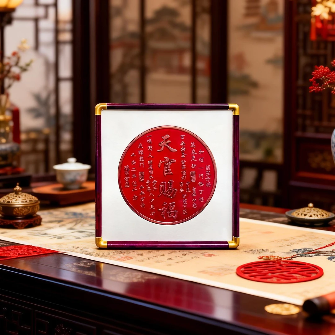 新中式现代装饰画客厅玄关走廊装饰摆件铜拓画bj121天官赐福2525